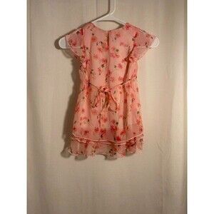 Simply Basic Pink Floral Ruffle Hem Dress Girls 10/12